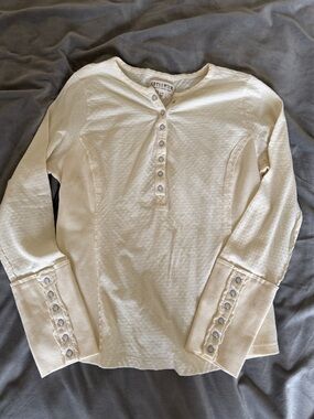 Ivory Henley Button Cuff Long Sleeve Top